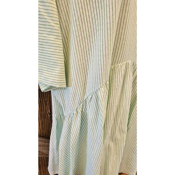 Asos curve 12P 12 PETITE EUC green striped casual comfort tunic top 1/2 sleeve - Picture 6 of 11